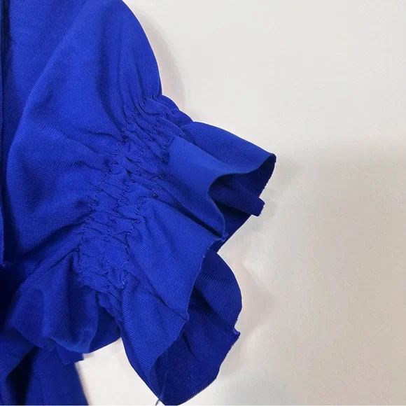 Off-Shoulder Blue Ruffle Top - Picture 7 of 10